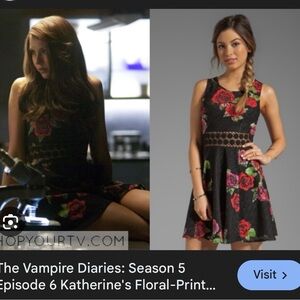 ASO Elena Gilbert Taylor Swift Free People Daisy Lace Dress Black Roses Size 0